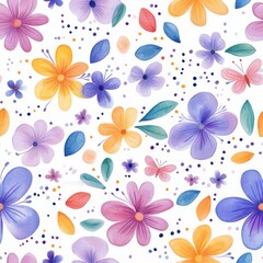 Wall Mural - Watercolor floral seamless pattern