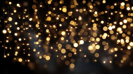 Golden bokeh lights illuminate a dark background, creating a magical and festive atmosphere for celebration