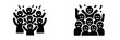 © Alan - Glyph icons of a happy crowd celebrating together at a party or event, with a cheering audience symbol representing community and social gathering