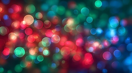 Abstract colorful bokeh lights background with red, green, blue and yellow circles of light, festive mood