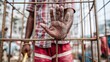 © Syawal - Close-up of a worker's hand, dusty and protected by a metal cage