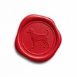 © tilialucida - Red wax seal with embossed dog silhouette on white background