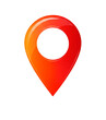 © Peter Hai - A bright shiny red orange location pin icon symbolizing navigation and destination PNG cutout transparent background isolate