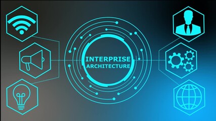 Digital enterprise architecture futuristic concept. business technology virtual screen background. performance metrics, and business insights from large data sets ,network , business 4k