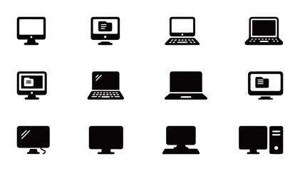 Wall Mural - Computer and laptop icons. A collection of technology and digital device symbols.