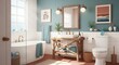 © Asma - Modern Bathroom with Wooden Vanity and Blue Accents