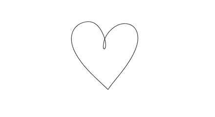 Minimalistic line drawing of a heart shape isolated PNG with Transparent Background
