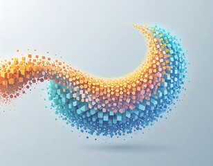 Abstract swirling shapes of cubes in pastel colors