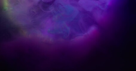 Wall Mural - Paint water. Shiny blend. Blue purple violet explosion shimmering fluid cloud color mix. Mystic dark blur abstract liquid round rainbow background.