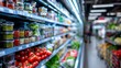 © Juan - Supermarket aisle vegetables shelves grocery consumer shopping retail commerce