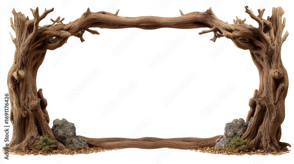 Rustic frame design with ancient tree border for nature inspired ...