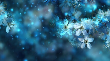 blurred blue floral bokeh background banner