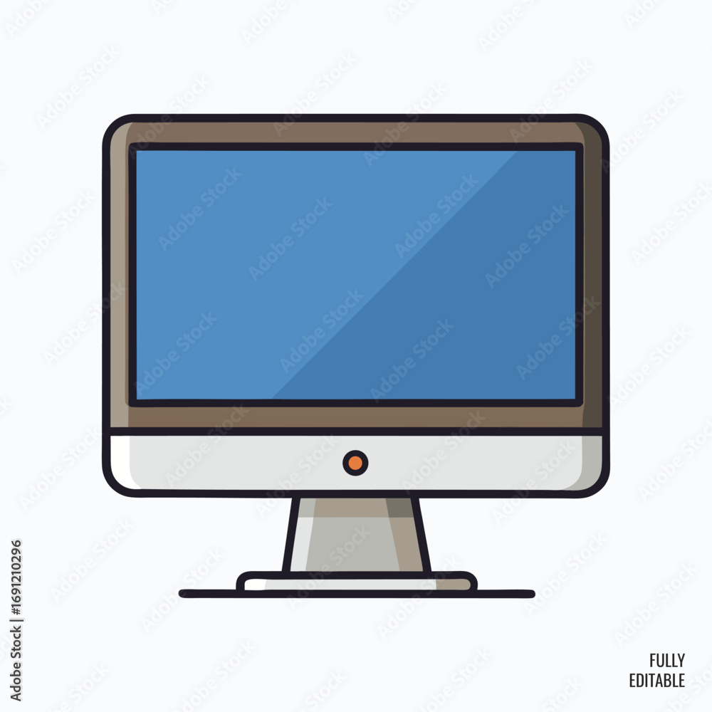 Vector art of desktop computer monitor, modern electronic device for ...