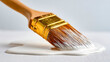 © Mikhail Vorobev - Artistic painting brush in use with white paint on a white surface
