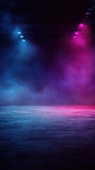 Wall Mural - stunning photo of empty dark blue, purple, pink background, neon light, spotlights, the asphalt floo