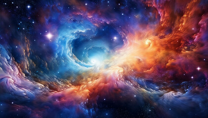 Wall Mural - a vibrant cosmic scene with swirling clouds of color and light resembling a nebula the nebula is fil