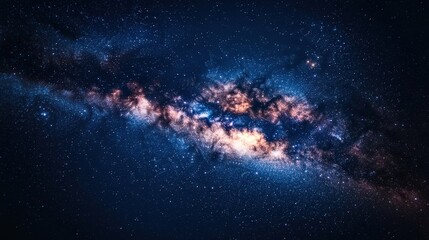 Vibrant galaxy filled with stars and nebulae, showcasing the beauty of outer space and cosmic wonders in deep blues and bright colors.
