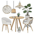 © Nazmul - Nordic furniture and home decoration element set with transparent background image featuring minimalistic design and modern Scandinavian style interior PNG
