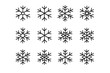 © Sonia - Snowflake vector icon set. Simple linear outline pictograms. Editable stroke. Minimal winter, christmas and new year symbols. Cold, snow, frost and holiday design elements.
