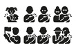 © Влада Яковенко - Audience Icons Grid. Solid, filled icon set of applause audience types: children, adults, elderly, fans, VIP guests, students,