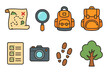 © Coosh448 - Children's Scavenger Adventure Icons. Flat vector mini-illustrations Scavenger hunt adventure in colors children's illustrations: