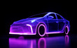 © fanjianhua - Glowing neon outline of a modern car showcasing futuristic design