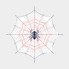 A single spider on a delicate, symmetrical web. An isolated vector icon for Halloween, nature, or insect concepts. Generative AI