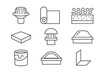 © Svitlana - Flat Roof Essentials Icons. Outline icon set of Flat roof essentials: drainage outlet, waterproof membrane,