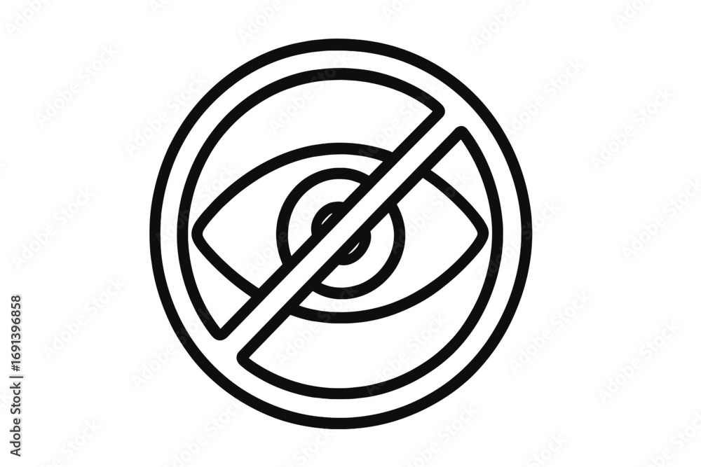 Viewing Prohibited Observation prohibited icon, no viewing symbol, eye with a slash ...