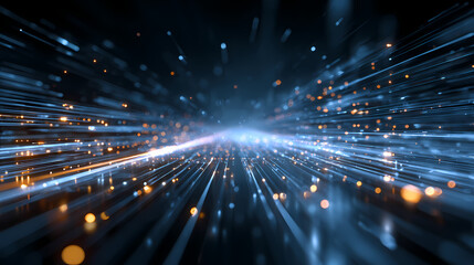 Abstract futuristic digital technology background with glowing light streaks and lines