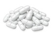 © PNG Kingdom  - White oblong pills with a dividing line forming a pile on a transparent background, ideal for pharmaceutical or medical concepts