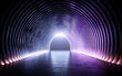 © fanjianhua - A futuristic tunnel with vibrant purple and white lights