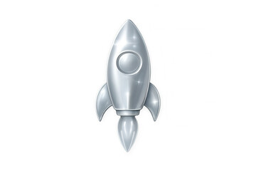 Canvas Print - sleek metallic rocket launching vertically, powerful rocket engine flames blasting, transparent back