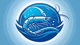 Aquatic crustacean in stylized waves