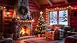 © lin - 3D illustration of a cozy living room layout for Christmas