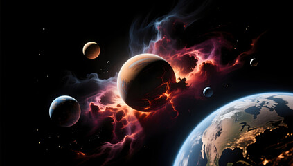 Wall Mural - Illustration of Universe and Planets for World Space Day
