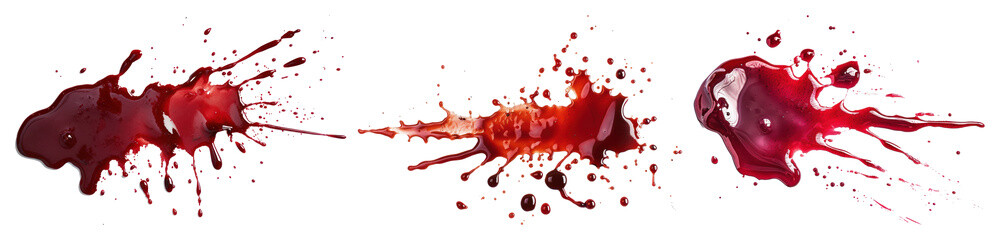 Wall Mural - PNG Realistic red liquid splatters design, element set on transparent background