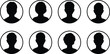 © Sumia Art - Black silhouette avatar icons, diverse human profiles, generic people headshots, anonymous user symbols, minimal vector illustration for identity, selection, or UI design