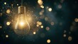 © yang - A glowing lightbulb suspended in darkness, surrounded by golden particles for an abstract effect.