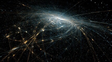Complex web of interconnected luminous data streams, flowing with energy and digital dynamism