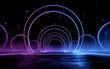 © fanjianhua - Futuristic glowing circular arches creating a tunnel effect in a dark background