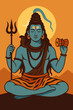 © endrzw - Meditating Lord Shiva serene yoga pose with trident and drum