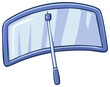 © Катя О - Cartoon illustration of a car windshield with a single wiper blade for cleaning glass