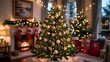 © SAROAR - Cozy christmas tree lights fireplace home decor winter holiday season warmth