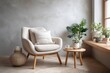 © Rutchaneewan - Cozy living room decor with stylish armchair and indoor plants natural light setting modern design aesthetic environment for home improvement