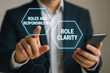 © Chanoknan - Businessman touching virtual screen with roles and responsibilities and role clarity text