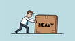 © Vektor - Cartoon Man Struggling to Push a Heavy Box