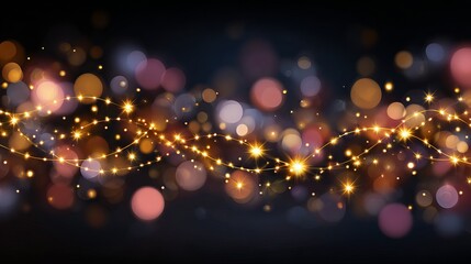 Wall Mural - festive lights and garlands vector background with soft bokeh — sparkling holiday celebration banner