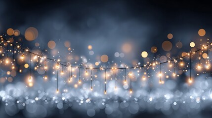 Wall Mural - festive lights and garlands vector background with soft bokeh — sparkling holiday celebration banner