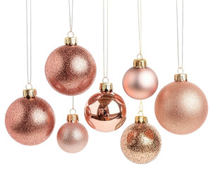 Wall Mural - png rose gold christmas ornaments christmas glitter hanging.